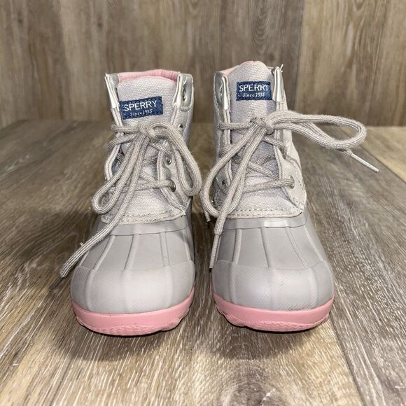 Sperry Port Girls Youth US Size 11M Gray Pink Outdoor Duck Rain Boots SCL162060 - Picture 3 of 11